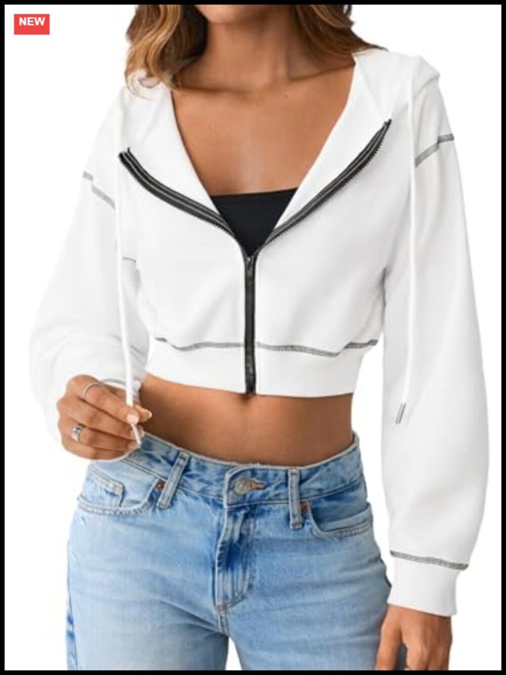 Cropped Zip Up Hoodie Lightweight Long Sleeve Jacket